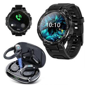 HYIEAR Smartwatch Damen Herren (1,39) Combo In-Ear-Kopfhörer 5.3 Smartwatch, Intelligente Gesundheitsuhr mit Herzfrequenzüberwachung, IPX5 Bluetooth 5.3 Kopfhörer, 56 Stunden Akkulaufzeit.LED-Anzeige