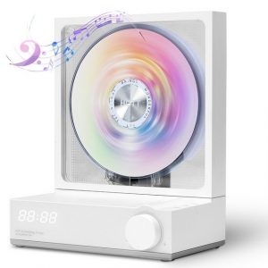 HomeMiYN Tragbarer CD-Player mit Bluetooth RGB-Lichter Desktop für zu Hause CD-Player