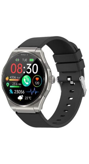 Knauermann Pro 3 (2024) rund Smartwatch, Gesundheitsuhr mit Telefoniefunktion - EKG und SOS Funktion, Gesundheitsfunktionen