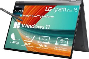 LG Electronics Ultralight 2-in-1 Convertible Notebook (Intel, Core i7-1360P, 1000 GB SSD, IPS LCD Display mit Pen Touch, Thunderbolt 4 Mirametrix)