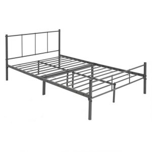 ML-DESIGN Metallbett Bett mit Kopfteil und Lattenrost robust auf Stahlrahmen, Gästebett mit Kopfteil 120x200 cm Anthrazit Matratze 16 cm
