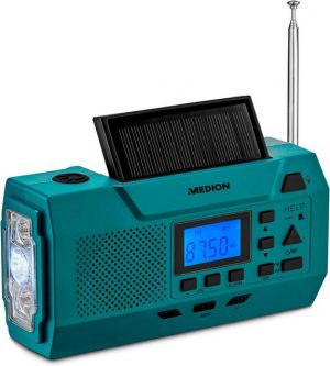 Medion® MEDION MD44806 Dynamo-Kurbelradio UKW Solarpanel Batteriebetrieb SOS Radio (AM/FM)