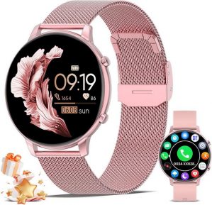 Nendefin Telefonfunktion Fitness-Tracker Damen's Smartwatch (1,39 Zoll, Android/iOS), mit SchlafmonitorSchrittzählerBlutsauerstoff Herzfrequenz100 Sportmodi