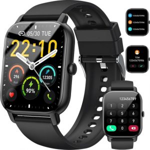Nerunsa Damen's und Herren's IP68 Wasserdicht Fitness-Tracker Smartwatch (1,85 Zoll, Android/iOS), mit Herzfrequenzmonitor Schlafmonitor Schrittzähler, Sport modus