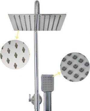 Plumbsys Duschsystem mit Thermostat Wassersparend 304 rostfreier Stahl, mit Handbrause und t Kopfbrause Rechteckig,Thermostat Duschset