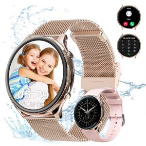 Powerwill Smartwatch für Damen Herren, 1,39 Zoll Touchscreen Smart Watch Smartwatch, mit Bluetooth Anrufe,lP67 Wasserdicht Fitnessuhr, Bluetooth Anrufe, IP67 Wasserdicht Fitnessuhr Sportuhr für iOS Android