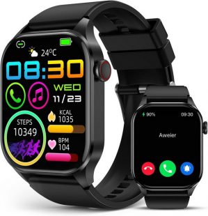SOUYIE Herren's und Damen's Telefonfunktion IP68 Wasserdicht Fitness Tracker Smartwatch (2,04 Zoll, Android/iOS), mit 136+ Sportmodus Blutdruck-Schlaf-Monitor Schrittzähler