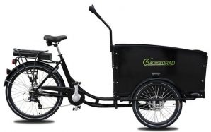 SachsenRAD E-Bike E-Lastenrad T1 Grand Trunk mit Alarmanlage, 7 Gang Shimano, Kettenschaltung, Heckmotor, 460 Wh Batterie, abschließbarer Box, optionalem Verdeck, StVZO-zugelassene LED-Leuchten