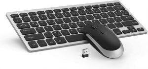 Seenda 2,4G Kleine Ultradünne Funk Tastatur- und Maus-Set, mit USB Empfänger für PC, Desktop, Kompakte Tastatur mit QWERTZ Layout