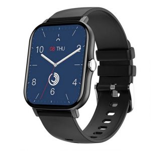 TPFNet SW04 mit Silikon Armband - individuelles Display Smartwatch (Android), Armbanduhr mit Musiksteuerung, Herzfrequenz, Schrittzähler, Kalorien, Social Media etc., Schwarz