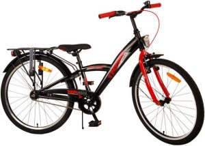 Volare Kinderfahrrad Kinderfahrrad Thombike für Jungen 24 Zoll Kinderrad in Schwarz Rot
