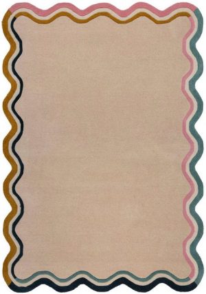 Wollteppich Leo Scallop, FLAIR RUGS, rechteckig, Höhe: 25 mm, Woll Border Teppich