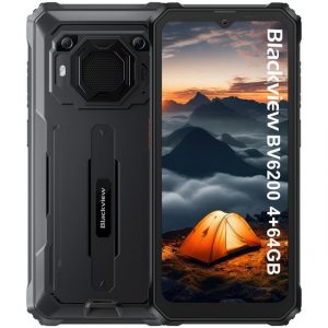 blackview BV6200 Smartphone (6.56 Zoll, 64 GB Speicherplatz, 13 MP Kamera, 13000mAh Akku, 98dB Lautsprecher, Face ID/GPS/IP69K/Handschuh-Modus)