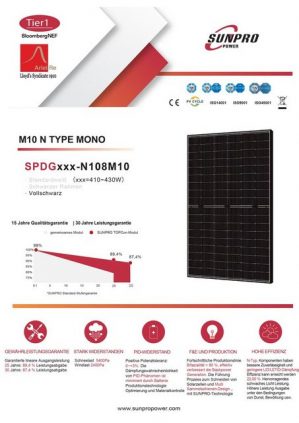 enprovesolar Solaranlage 4300W Photovoltaik Solaranlage Set mit 10x430W Bifaziale Solarmodule, und Huawei SUN2000 4KTL M1 HC Hybrid Wechselrichter