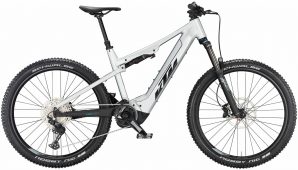 KTM MACINA LYCAN 772 (750 Wh), 11 Gang Kettenschaltung, Herrenfahrrad, Diamant, Modell 2023, 27,5 Zoll 43 cm starlight silver (black+blue)