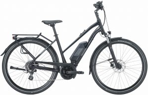 Pegasus Solero E8 Plus (500 Wh), 8 Gang Kettenschaltung, Damenfahrrad, Trapez, Modell 2024, 28 Zoll 55 cm black matt