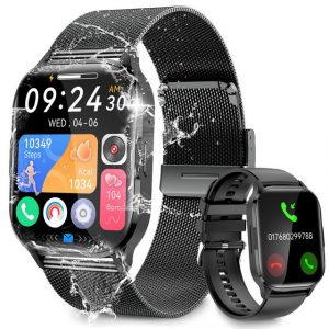 Yuede Smartwatch für Damen und Herren, Smartwatch (Quadratischer 2,01-Zoll-HD-Full-Touch-Farbdisplay Zoll) AMOLED Fitness Tracker uhr mit Anruffunktion, Gesundheits-Uhren mit Blutsauerstoff, Blutdruckmessung, Herzfrequenz, Schlafqualität, Schrittzähler, AI Voice, Musiksteuerung und SNS-Benachrichtigung etc., IP67 Wasserdichte Sportuhr mit mehr als 100+ Sportmodi, für Android IOS