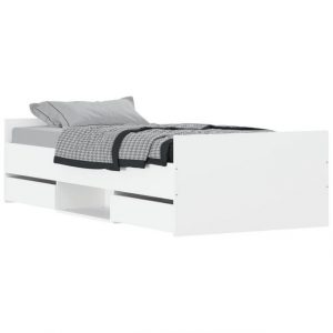 furnicato Bett Bettgestell mit Kopf- und Fußteil Weiß 100x200 cm