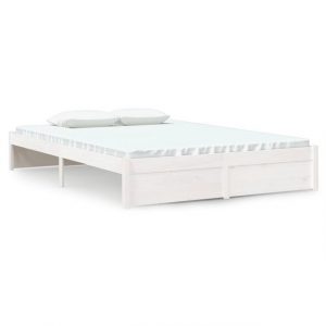 furnicato Bett Massivholzbett Weiß 135x190 cm