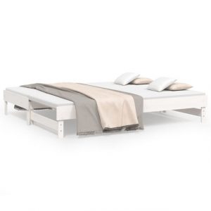 furnicato Bett Tagesbett Ausziehbar Weiß 2x(80x200) cm Massivholz Kiefer
