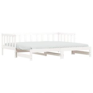 furnicato Bett Tagesbett Ausziehbar Weiß 90x200 cm Massivholz Kiefer
