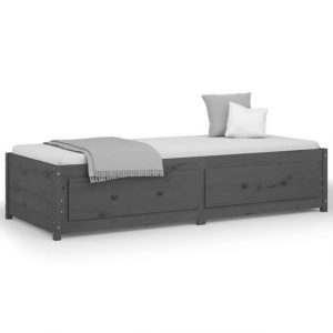 furnicato Bett Tagesbett Grau 90x190 cm Massivholz Kiefer