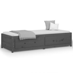 furnicato Bett Tagesbett Grau 90x200 cm Massivholz Kiefer