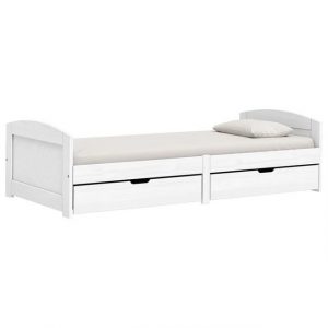 furnicato Bett Tagesbett mit 2 Schubladen IRUN Weiß 90x200cm Massivholz Kiefer