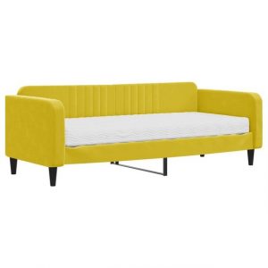 furnicato Bett Tagesbett mit Matratze Gelb 90x200 cm Samt