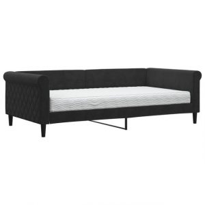furnicato Bett Tagesbett mit Matratze Schwarz 100x200 cm Samt