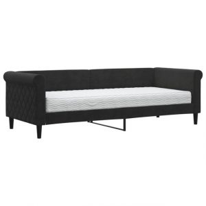 furnicato Bett Tagesbett mit Matratze Schwarz 80x200 cm Samt