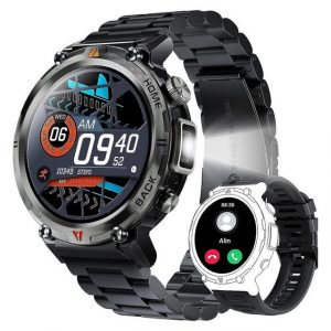 yozhiqu Robuste wasserdichte Design-Smartwatch für Männer mit LED-Taschenlampe Smartwatch, Herzfrequenz- und Schlafüberwachung,vielseitiges Gesundheitsmanagement