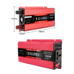 500 W Auto-Wechselrichter 12 V bis 110 V AC-Konverter Solar-Wechselrichter LCD Digital modifizierter Sinus-Wechselrichter mit Wechselstromsteckdosen USB-Ladeanschluss Ein-Aus-Schalter für Auto-Wohnmobil-Solarpanel