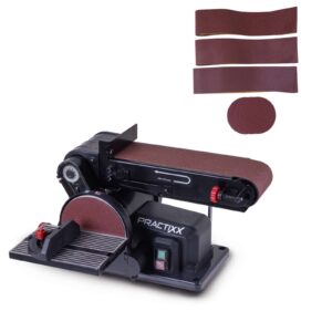 Band- und Tellerschleifer PX-BTS-370 Practixx - Schleifmaschine für Holz | 370W | Ø150mm Schleifteller | Bandlänge 100x915mm | inkl. 6-tlg Schleifset