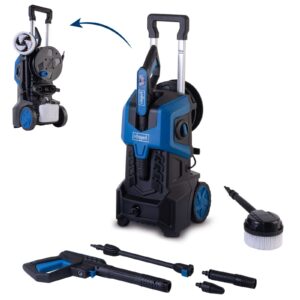 Elektro Hochdruckreiniger HCE3000 Scheppach - 180 bar | 480 L/h | 8m XXL-Schlauch | Druckanzeige | Reinigungsmitteltank | Fahrvorrichtung