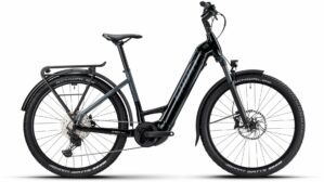 GHOST E-Teru Advanced EQ Low (750 Wh), 11 Gang Kettenschaltung, Damenfahrrad, Wave, Modell 2024, 27,5 Zoll 50 cm black/dark grey - glossy