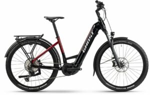 GHOST E-Teru Pro EQ Low (750 Wh), 12 Gang Kettenschaltung, Damenfahrrad, Wave, Modell 2024, 27,5 Zoll 45 cm black/pearl deep red - glossy