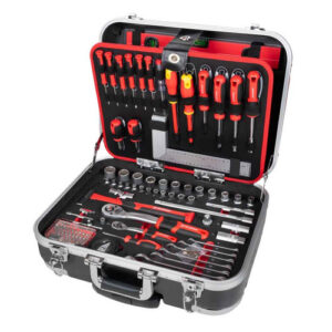 HOLZMANN-MASCHINEN Werkzeugkoffer "WZK167PRO", bestückt, abschließbar, schwarz - rot