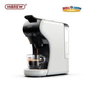 HiBREW H1A 19 Bar Hochdruck-Expresso-Kaffeemaschine 4 IN 1 Espressomaschine Kompatibel mit Dolce Gusto gemahlenem Kaffee mit kaltem und heißem Extraktionssystem 2 Tassengrößen-Optionen