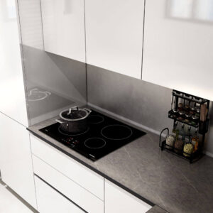 Home Deluxe Cuisine d'angle LINOSA 300 x 230 cm - Blanc brillant/gris pierre