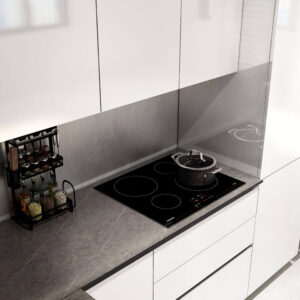 Home Deluxe Cuisine d'angle LINOSA 300 x 230 cm - Blanc brillant/gris pierre