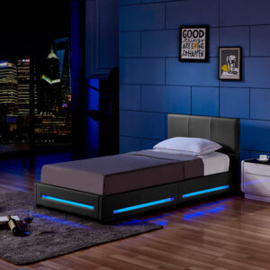Home Deluxe Lit LED ASTEROID avec matelas - 90 x 200 cm gris foncé