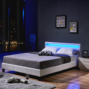 Home Deluxe Lit LED ASTRO avec matelas - 140 x 200 cm blanc
