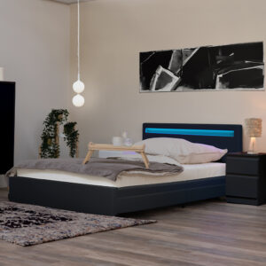 Home Deluxe Lit LED avec tiroirs NUBE - 180 x 200 cm gris foncé