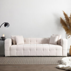 Home Deluxe Teddy Canapé Bouclé COMO - 236 x 68 cm Beige