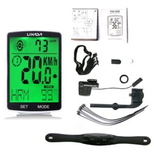 LIXADA 3 in 1 Drahtloser Fahrradcomputer Multifunktionaler LCD-Bildschirm Fahrradcomputer mit Herzfrequenzsensor Mountainbike-Tachometer Kilometerzähler IPX7 Wasserdichtes Radfahren Stoppuhr mit messbarer Temperatur