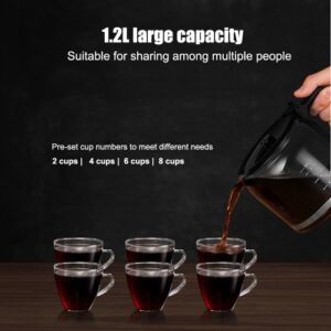 Programmierbare Kaffeemaschine mit Timer 1050 Watt 1.2L große Kapazität 2-8 Tassen Tropf-Kaffeemaschine halten warmes Mahlen und Brew Automatische Kaffeemaschine mit eingebautem Burr Kaffeemühle