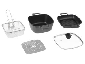 SILVERCREST® Aluguss-Multifunktions-Set, zum Kochen, Grillen, Schmoren, Frittieren und Dünsten