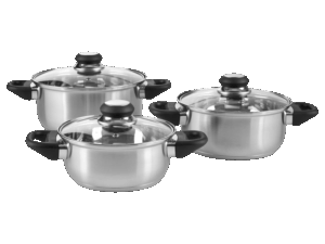 SILVERCREST® Edelstahl-Topf-Set, mit Glasdeckel inkl. Dampfauslass