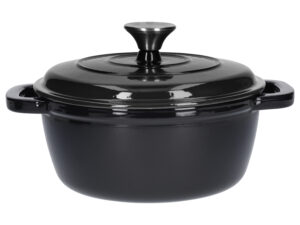 SILVERCREST® Premium-Gusseisentopf 22 cm / 2,8 Liter mit Drop-System (Schwarz)